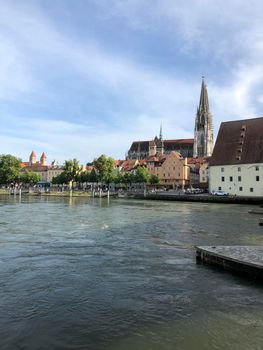 The Danube river in Regensburg, Germany