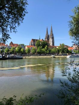 St Peter Cathedral on the Danube river in Regensburg, Germany