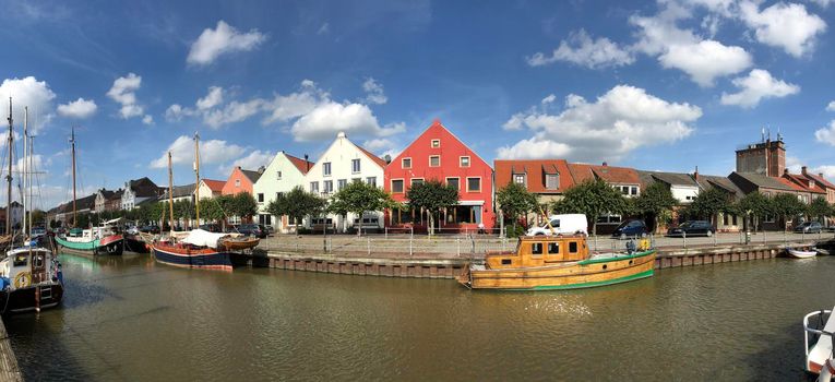 Panorama from the harbor of Weener in Germany
