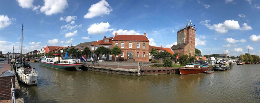 Panorama from the harbor of Weener in Germany