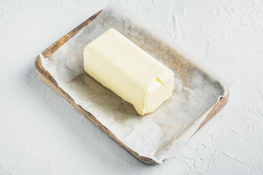 Rustic farmhouse inspired fresh butter, on white background