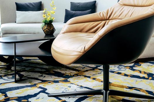 detail image of furniture in modern living room.