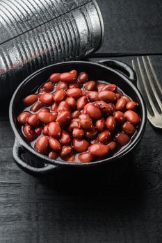 Azuki red beans, on black wooden table background
