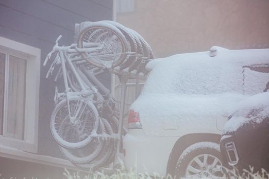 A rare summer snow storm blankets Mt Buller in the Victorian Alps, Australia.