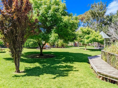 Boneo, Australia - January 3rd 2021: Boneo Discovery Park on a warm sunny day with Animalia sand sculpture exhibition in the Mornington Peninsula, Victoria, Australia