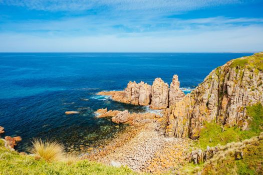 Pinnacles Lookout view of dramatic rock formations at Cape Woolamai on Phillip Island, Victoria, Australia