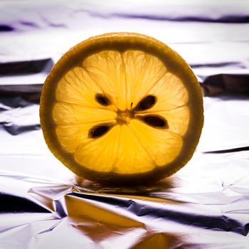 view of the transparent light of an lemon slice