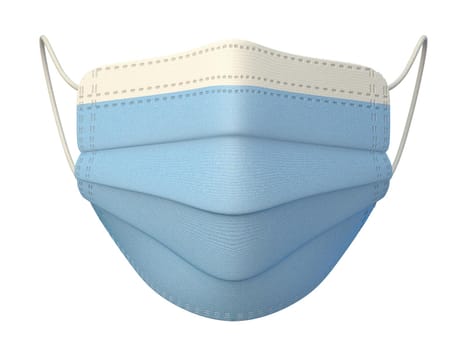 Medical mask front view 3D render illustration isolated on white background