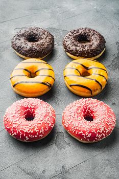 Glazed donuts set, on gray background
