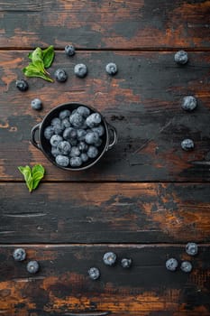 Layout copy space with food ingredient, on old dark wooden table background, top view flat lay with copy space for text