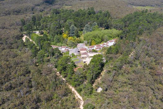 Aerial view of the abandoned Queen Victoria Sanatorium in The Blue Mountains in regional New South Wales in Australia