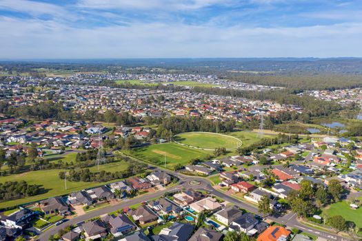 Aerial view of the suburb of Glenmore Park in New South Wales in Australia