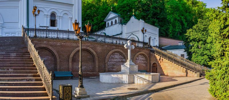 Svyatogorsk, Ukraine 07.16.2020.  Assumption Cathedral on the territory of the Svyatogorsk Lavra  in Ukraine, on a sunny summer morning