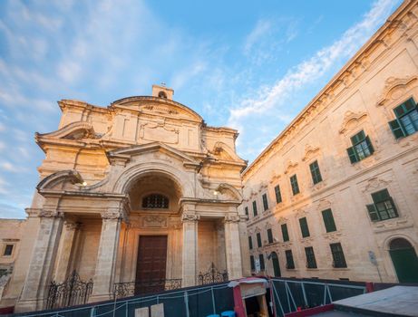 The facade of St Catherine of Italy church, in Valleta, Malta