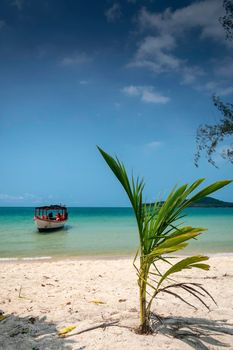 Tourist  boat in Long Beach on Koh Ta Kiev paradise island near Sihanoukville Cambodia