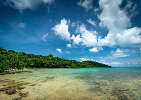 beach view on southern coast of koh ta kiev island near sihanoukville cambodia