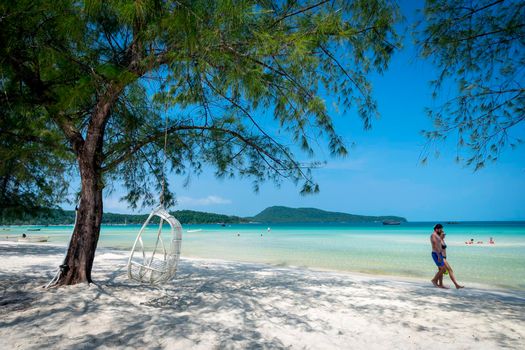 saracen Bay beach in tropical paradise Koh Rong Samloen island near Sihanoukville in Cambodia