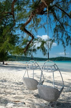 saracen Bay beach in tropical paradise Koh Rong Samloen island near Siahnaoukville in Cambodia