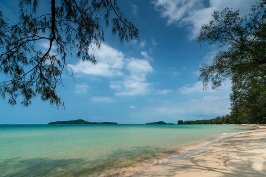 Long Beach on Koh Ta Kiev paradise island near Sihanoukville Cambodia