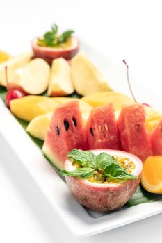 mixed fresh cut organic fruit salad platter