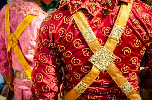 traditional Lakhon Khol mask dance ceremony costume at Wat Svay Andet UNESCO Intangible Cultural Heritage site in Kandal province Cambodia