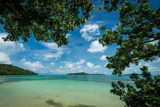 beach view on southern coast of koh ta kiev island near sihanoukville cambodia