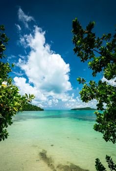 beach view on southern coast of koh ta kiev island near sihanoukville cambodia