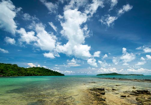 beach view on southern coast of koh ta kiev island near sihanoukville cambodia