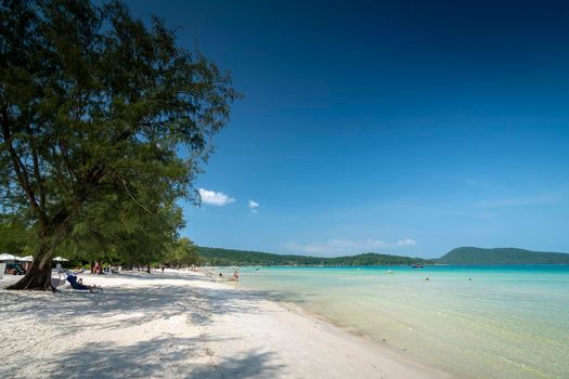 Saracen Bay tropical paradise beach in Koh Rong Samloen island in Cambodia