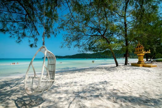 saracen Bay beach in tropical paradise Koh Rong Samloen island near Siahnaoukville in Cambodia