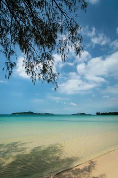 Long Beach on Koh Ta Kiev paradise island near Sihanoukville Cambodia