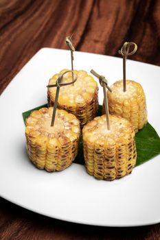 sweet corn on the cob vegetarian tapas snack food