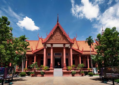 national museum landmark khmer style building exterior in phnom penh city cambodia