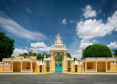 view of royal palace landmark exterior in phnom penh city cambodia