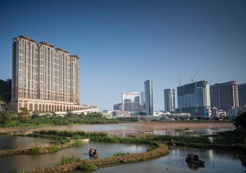 cotai strip casino resorts skyline view from taipa in macau china