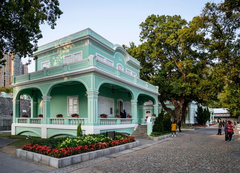 portuguese colonial heritage landmark building in taipa old town area of macau china