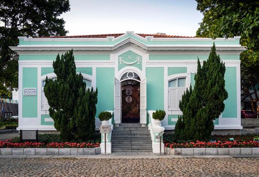 portuguese colonial heritage landmark building in taipa old town area of macau china