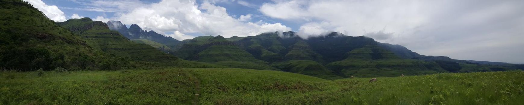 Panorama from Hiking path at Natal Drakensberg National Park in South Africa in South Africa