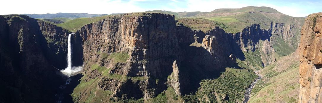 Panoramic scenery of the Maletsunyane Falls in Lesotho Africa