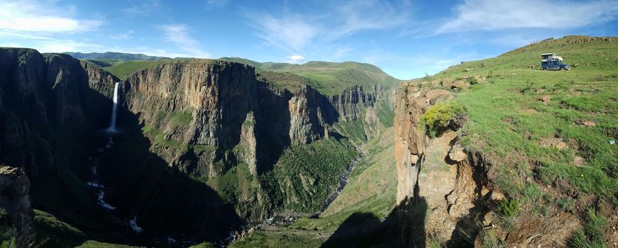 Panoramic scenery of the Maletsunyane Falls in Lesotho Africa