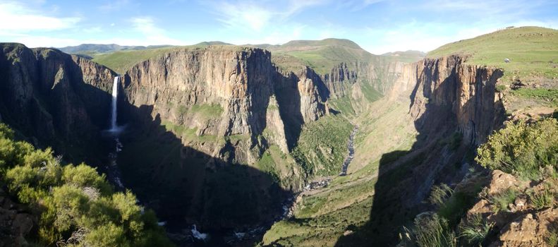 Panoramic scenery of the Maletsunyane Falls in Lesotho Africa