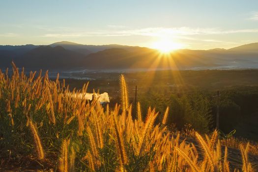 Sunrise at Yun Lai Viewpoint in Pai district, Mae Hong Son province, Thailand.