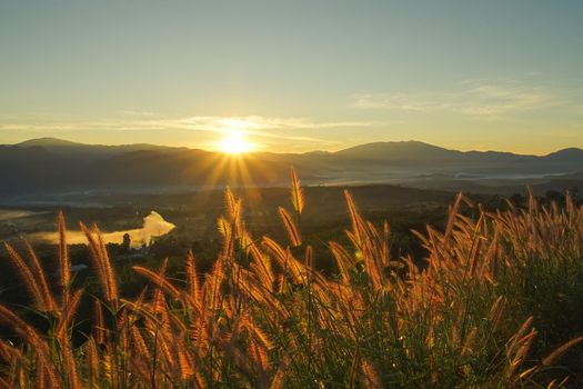 Sunrise at Yun Lai Viewpoint in Pai district, Mae Hong Son province, Thailand.