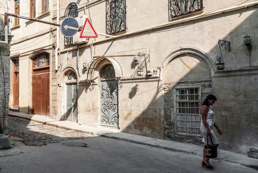 baku city old town street view in azerbaijan