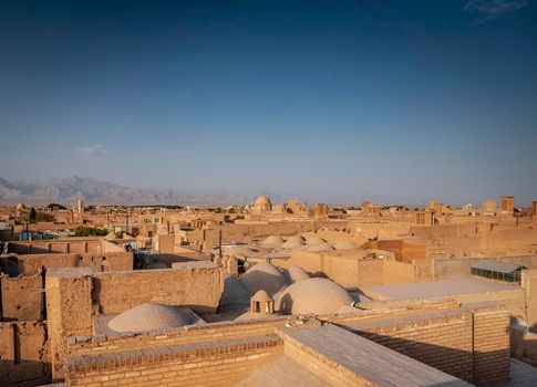downtown rootops and landscape view of  yazd city old town in iran