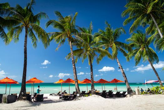 station 2 beach main area of boracay tropical paradise island philippines