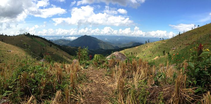 Mountain landscape panorama in the hills of Northern Thailand