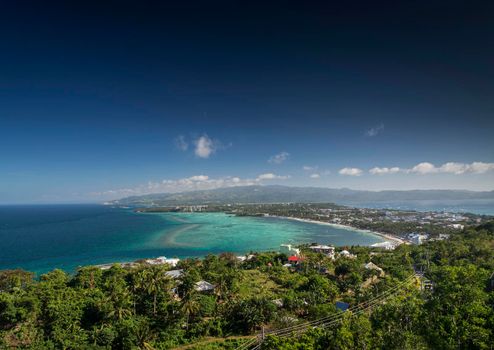 view of tropical boracay island landscape and coast in the philippines