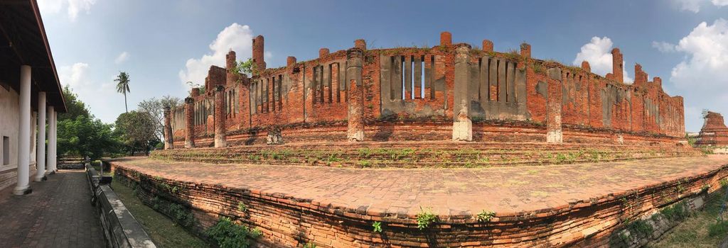 Panorama from Wat Thammikarat a Buddhist temple in the city of Ayutthaya, Thailand