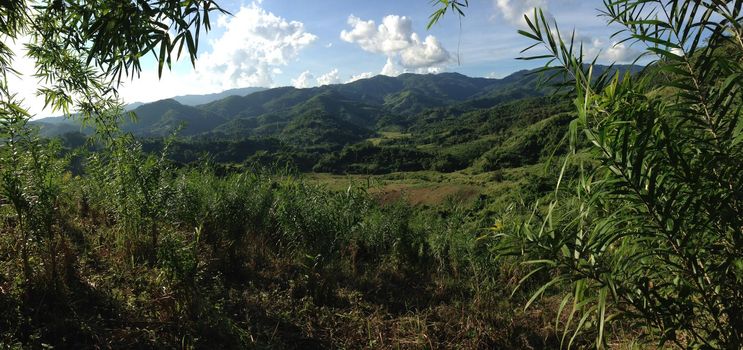 Green mountains landscape panorama in north Thailand